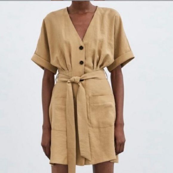 NWOT ZARA Button Up Safari Dress - Picture 1 of 5